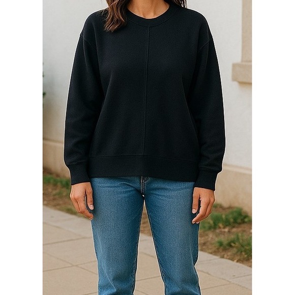 Lulus Sweaters - Lulus Sweater Small Oversized Black Knit Pullover Relaxed Fit Long Sleeve‎
